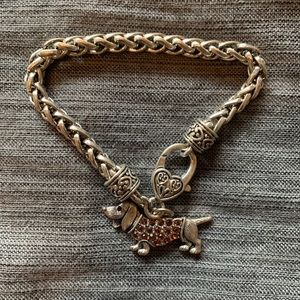 Silver dachshund bracelet